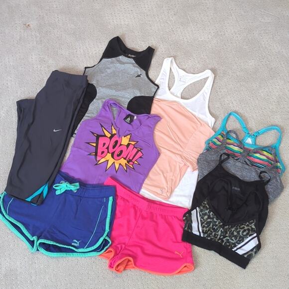 Puma Other - Bundle of Workout Clothes Shorts Sports Bras Tanks and Capri Lot of 11 size XS/S